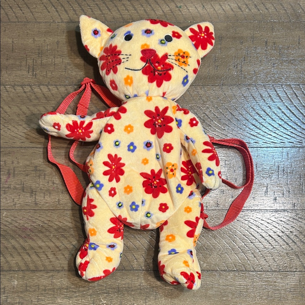 Scholastic Floral Plush Cat Backpack